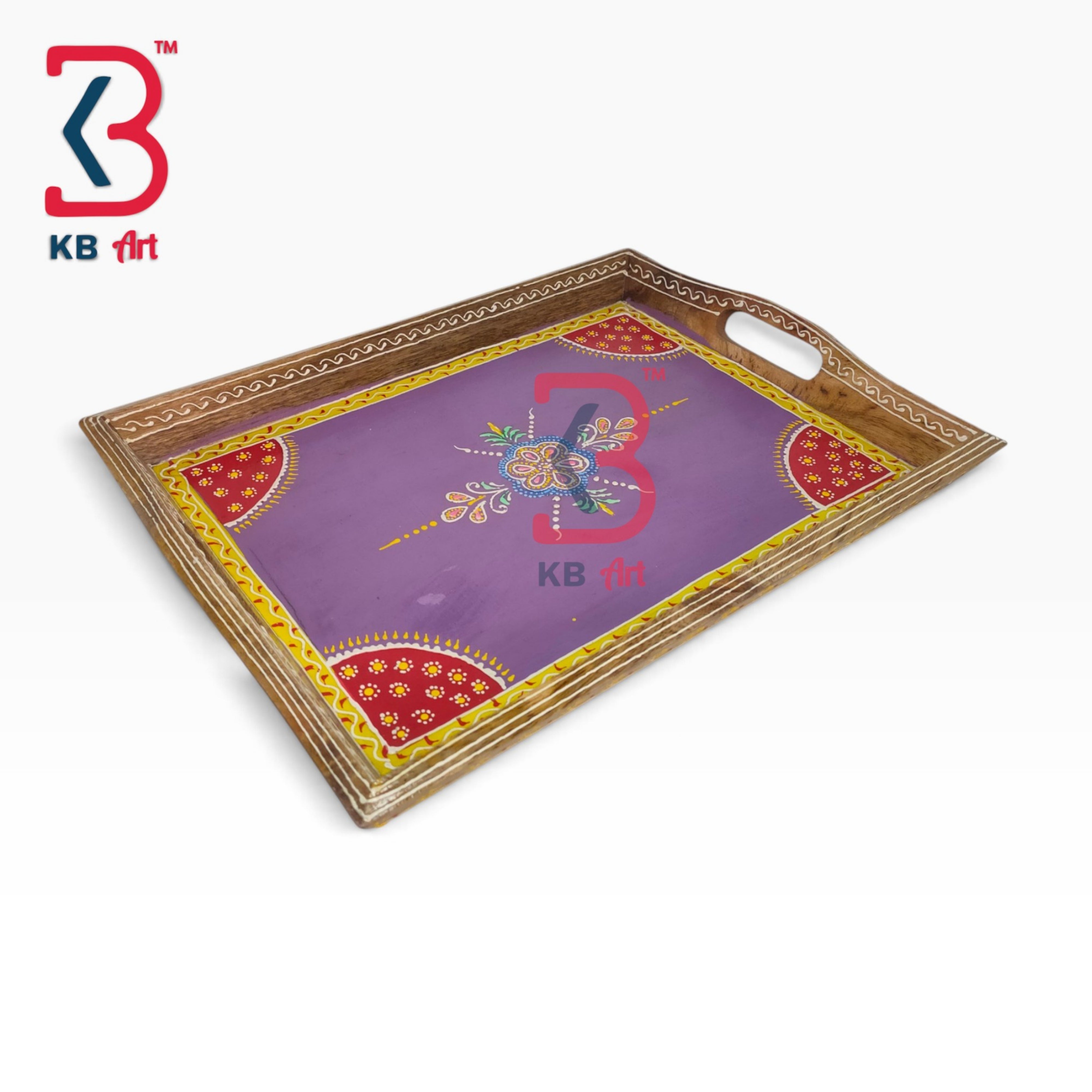 KB ART Artisan Crafted Wooden Mdf Tray Dining Table Decor | Styled Home Decor Shot KB-5728