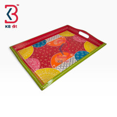 KB ART Decorative Hand Painted Floral Bird Wooden Mdf Tray | Styled Home Decor Shot KB-5729