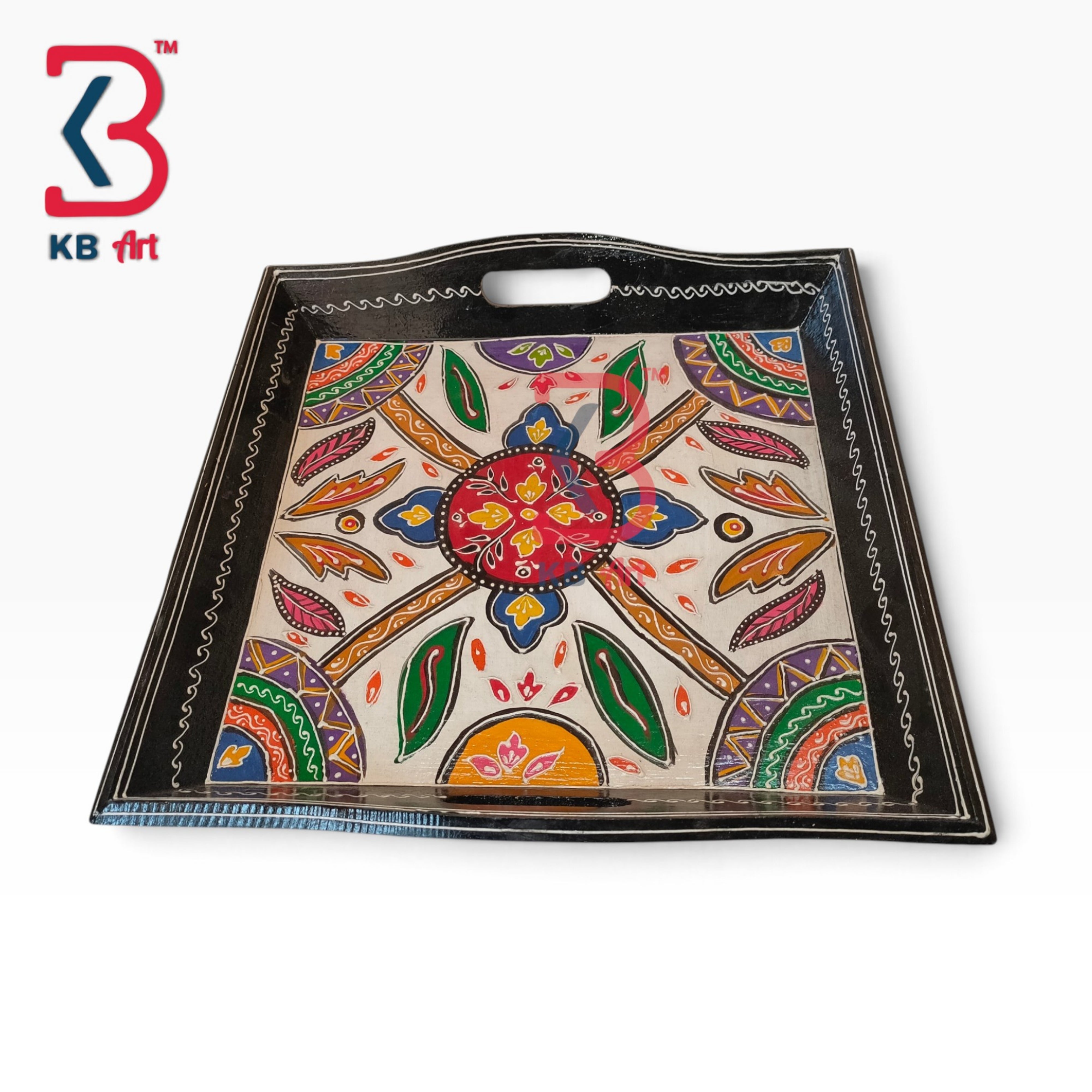 KB ART Handcrafted Wooden Mdf Organizer Tray For Living Room | Styled Home Decor Shot KB-5731