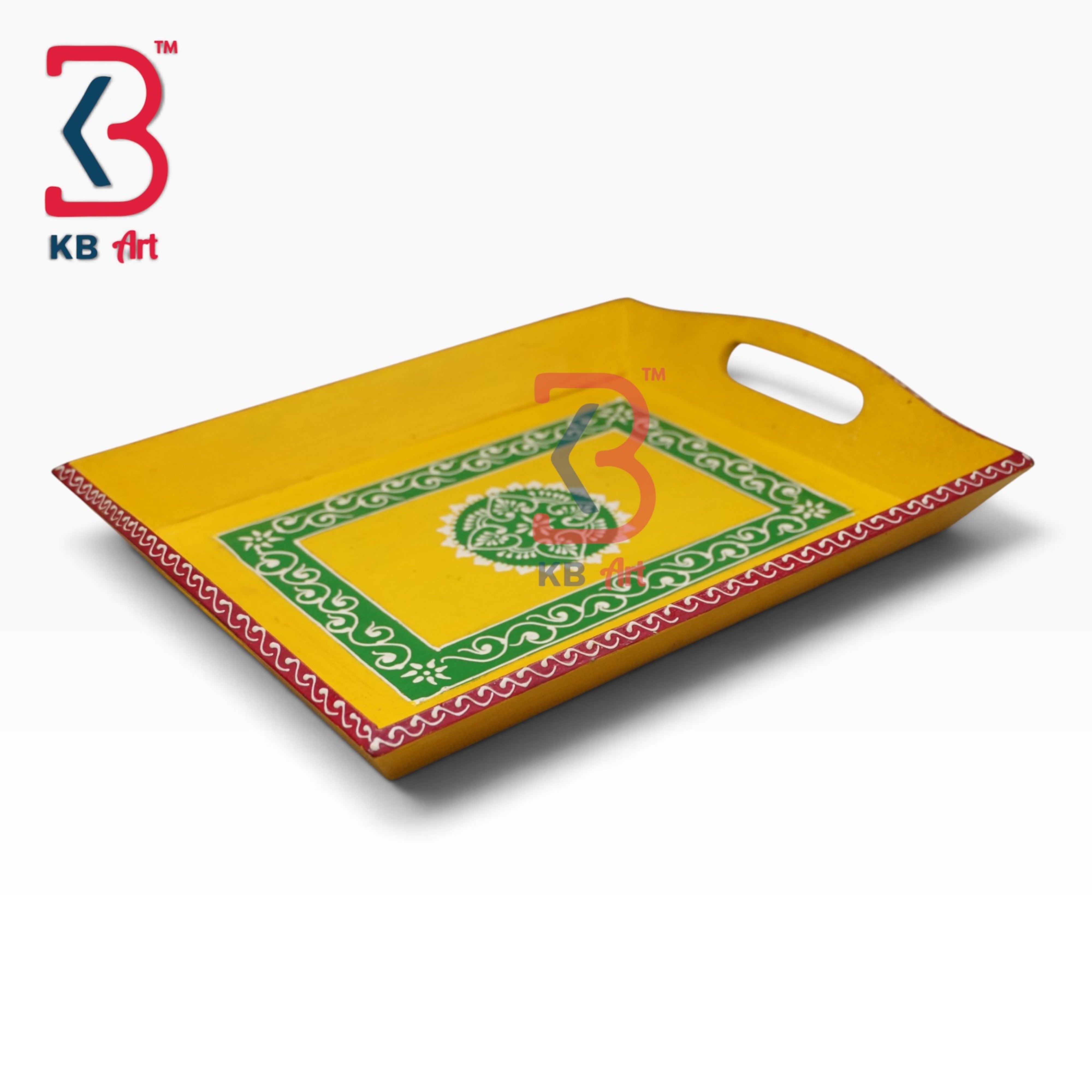 KB ART Traditional Wooden Mdf Tray For Housewarming Gifts | Styled Home Decor Shot KB-5735