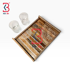 KB ART Decorative Wooden Strip Vanity Tray Home Styling | Styled Home Decor Shot KB-5743
