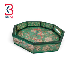 KB ART Ethnic Handcrafted Round Wooden Serving Tray | Original Product Photo KB-5760-B