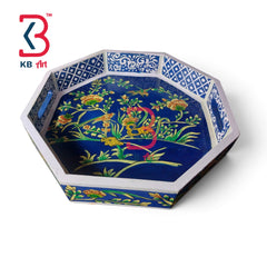 KB ART Solid Wood Decorative Hexagon Tray For Drawing Room | Styled Home Decor Shot KB-5761