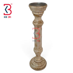 wooden tlight pillar handcarved handpainted ambosed pillar