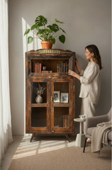 Wooden Antique Almirah - genuine handcrafted solid wood india antique furniture, KBART SKU KBART-1101, front view
