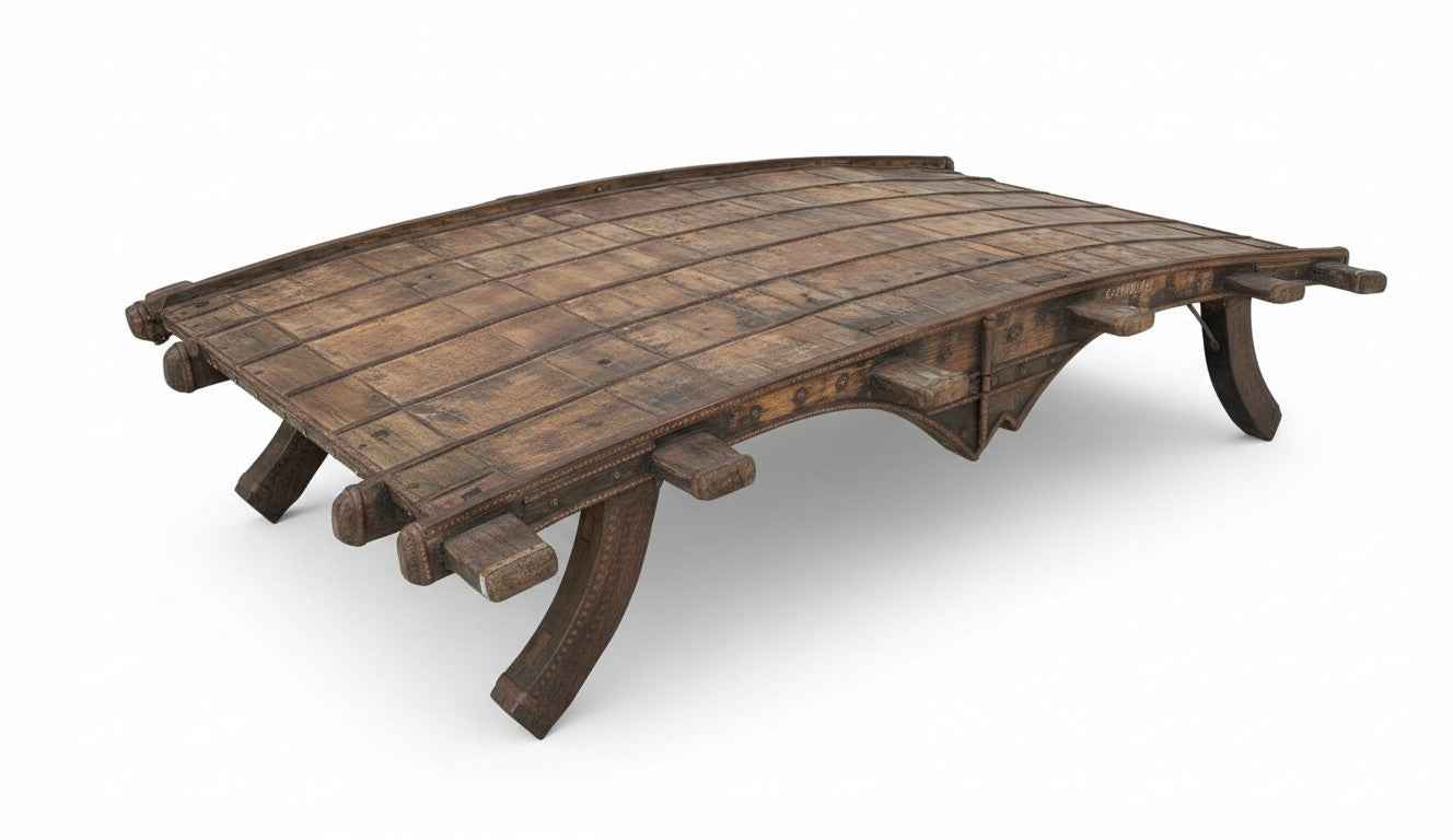 KB ART Wooden Antique Bench – Handcrafted Rajasthani Wooden Bench for Home Decor Styling | Artisan Wood Furniture