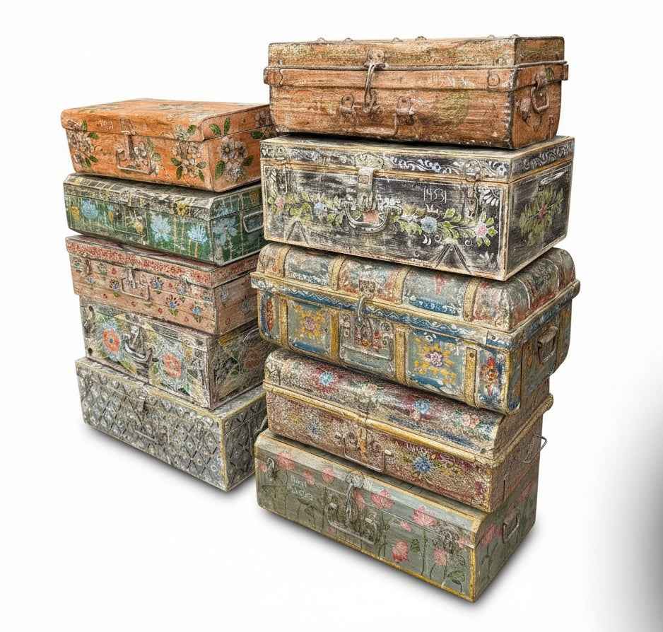 KB ART Antique Iron Storage Trunk – Handcrafted Rajasthani Storage Trunk for Home Decor Styling