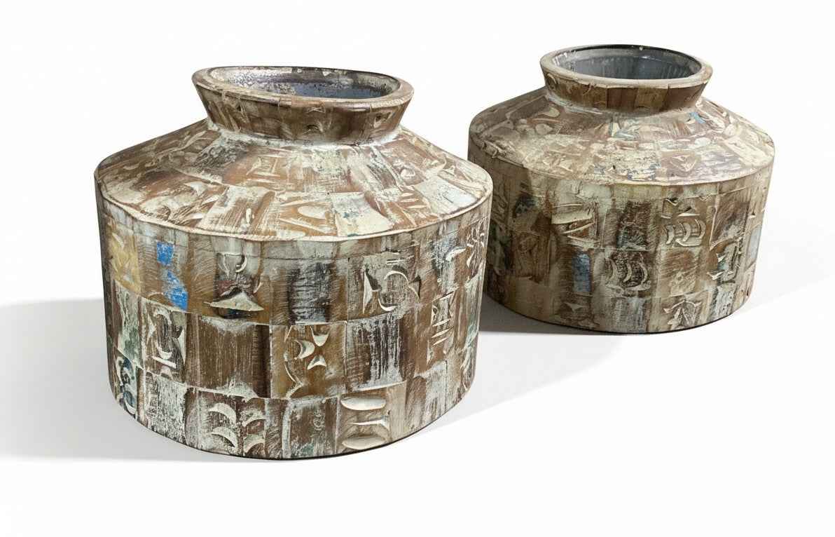 KB ART Antique Wooden Matka (Water Pot) – Handcrafted Rajasthani Water Pot (Matka/Matki) for Home Decor Styling