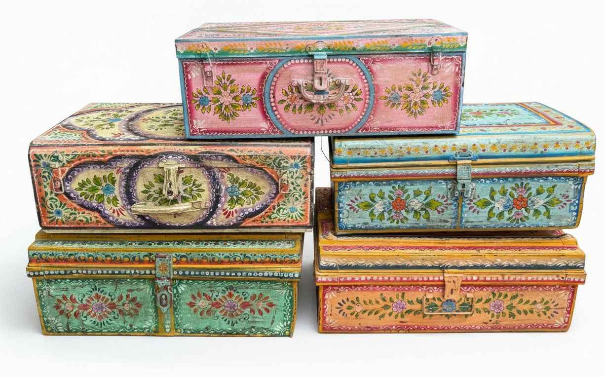 KB ART Antique Iron Storage Trunk - Style 2 – Handcrafted Rajasthani Jodhpur Home Decor