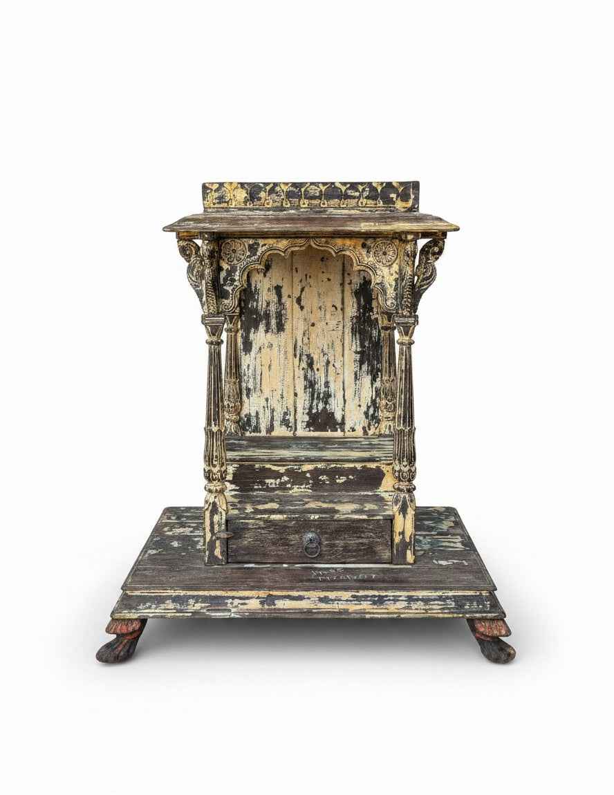 KB ART Antique Wooden Old Vintage Temple - Style 3 – Handcrafted Vintage Jodhpur Home Decor