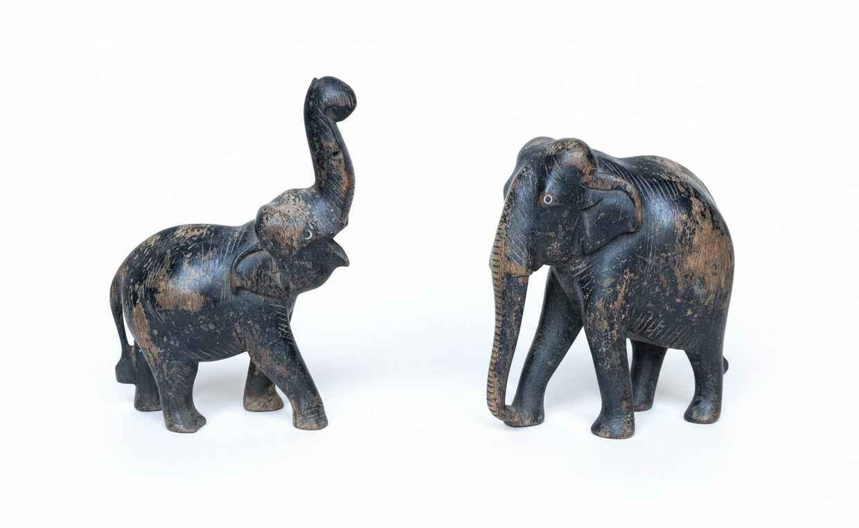 KB ART Antique Wooden Vintage Elephant Statue - Style 2 – Handcrafted Vintage Jodhpur Home Decor