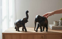 KB ART Antique Wooden Vintage Elephant Statue - Style 2 – Handcrafted Vintage Jodhpur Home Decor