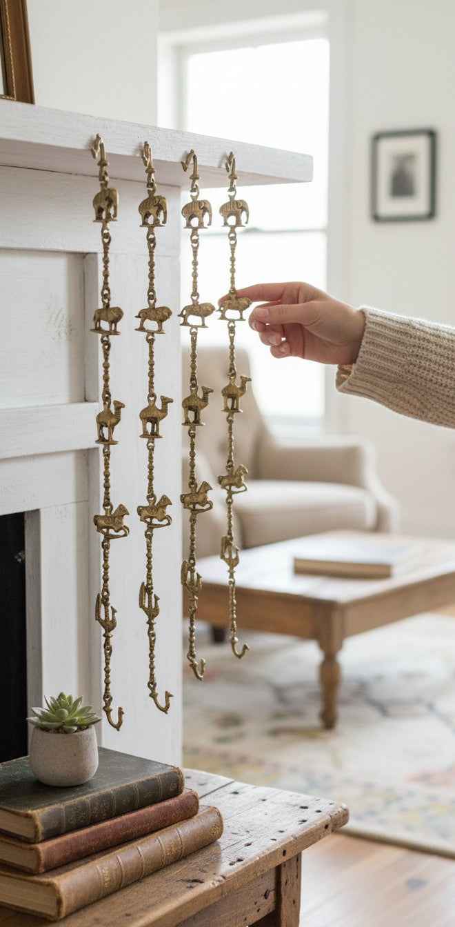 KB ART Antique Brass Vintage Chain – Handcrafted Vintage Decorative Chain for Home Decor Styling