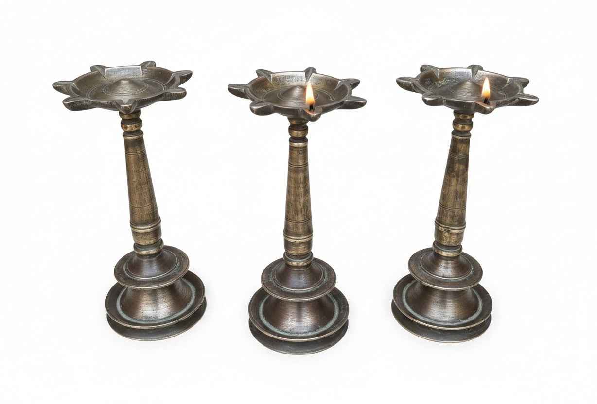 KB ART Antique Brass Old Vintage Tea Light Holder – Handcrafted Vintage Jodhpur Home Decor