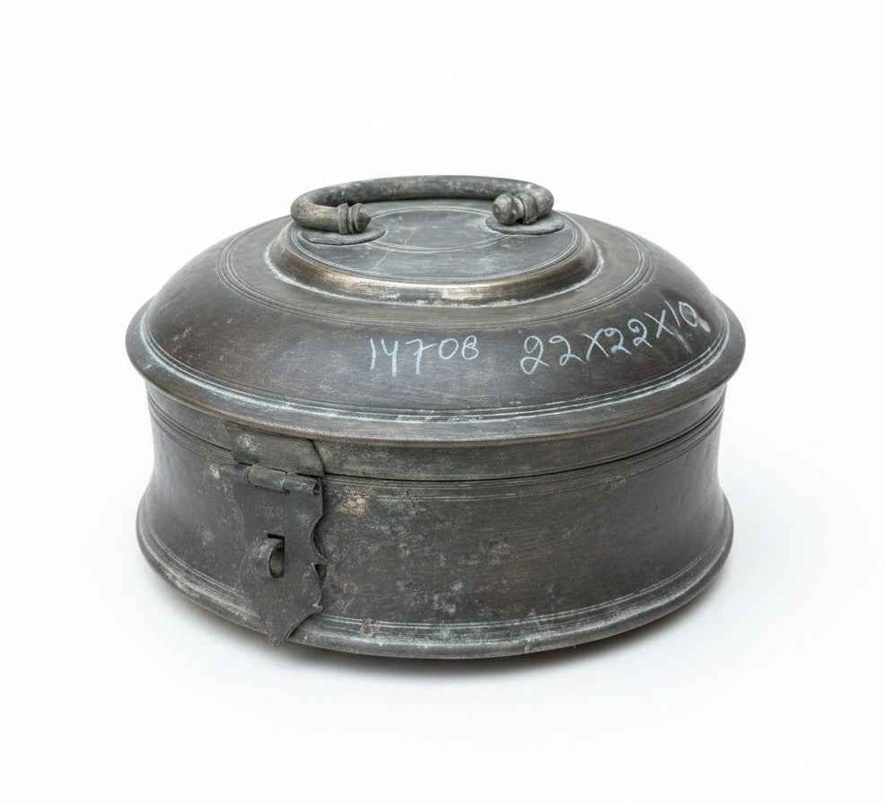 KB ART Antique Brass Old Vintage Storage Box Chapati Storage Box - Style 3 – Handcrafted Vintage Jodhpur Home Decor