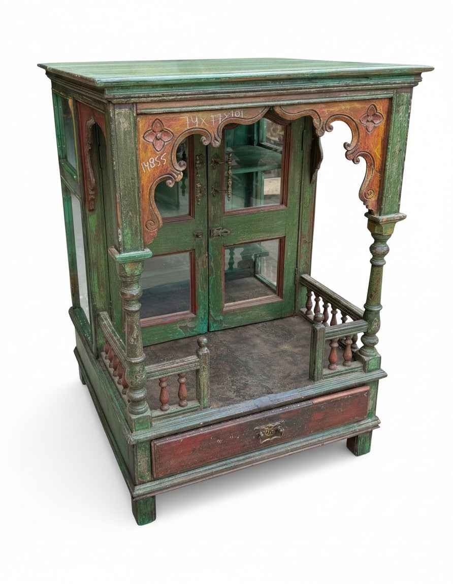 KB ART Wooden Antique Handcarved Old Vintage Temple – Handcrafted Vintage Wall Temple / Mandir for Home Decor Styling