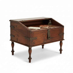 KB ART Vintage Writing Slope Desk with Brass Strap Hardware – Handcrafted Boho Jodhpur Home Decor