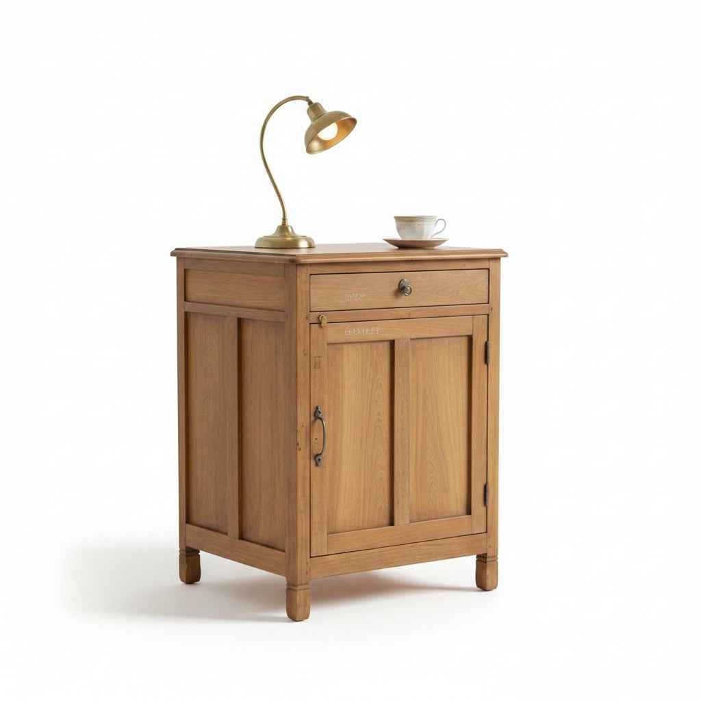KB ART Antique Finish Wooden Bedroom Cabinet with Drawer and Door – Handcrafted Boho Jodhpur Home Decor