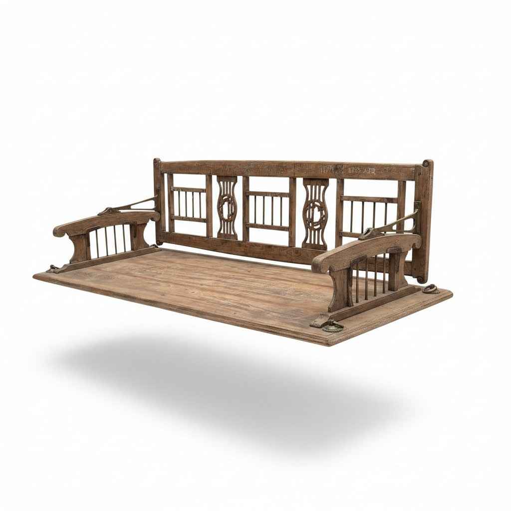 KB ART KB ART Traditional Carved Wooden Hanging Swing (Jhula) – Handcrafted Premium Solid Wood Jodhpur Rajasthani Decor – Handcrafted Boho Jodhpur Home Decor