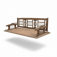 KB ART KB ART Traditional Carved Wooden Hanging Swing (Jhula) – Handcrafted Premium Solid Wood Jodhpur Rajasthani Decor – Handcrafted Boho Jodhpur Home Decor