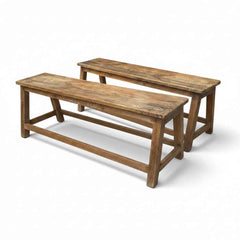KB ART Rustic Farmhouse Wooden Dining Benches (Set of 2) – Handcrafted Rustic Jodhpur Home Decor