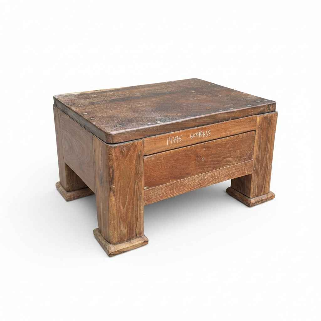 KB ART KB ART Heavy-Duty Solid Wood Low Riser Table – Handcrafted Premium Solid Wood Jodhpur Rajasthani Decor – Handcrafted Boho Jodhpur Home Decor