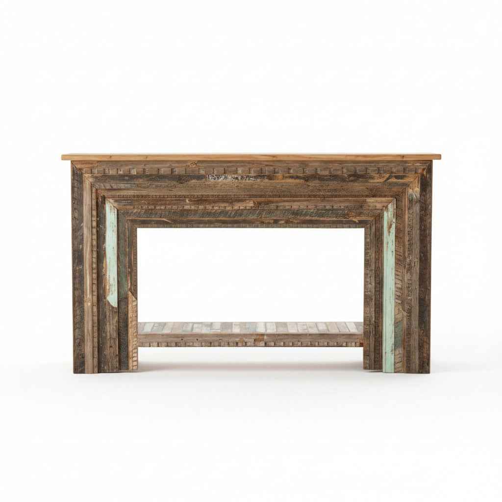 KB ART KB ART Rustic Reclaimed Wood Entryway Console Table – Handcrafted Reclaimed Solid Wood Jodhpur Rajasthani Decor – Handcrafted Boho Jodhpur Home Decor