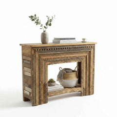 KB ART KB ART Traditional Carved Wood Console Table Shelf – Handcrafted Premium Solid Wood Jodhpur Rajasthani Decor – Handcrafted Boho Jodhpur Home Decor