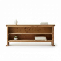 KB ART KB ART Minimalist Natural Wood Two Tier Console Table – Handcrafted Premium Solid Wood Jodhpur Rajasthani Decor – Handcrafted Boho Jodhpur Home Decor