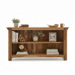 KB ART KB ART Rustic Natural Wood Open Shelf Credenza – Handcrafted Premium Solid Wood Jodhpur Rajasthani Decor – Handcrafted Boho Jodhpur Home Decor