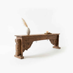 KB ART KB ART Narrow Solid Wood Temple Bracket Hall Table – Handcrafted Premium Solid Wood Jodhpur Rajasthani Decor – Handcrafted Boho Jodhpur Home Decor