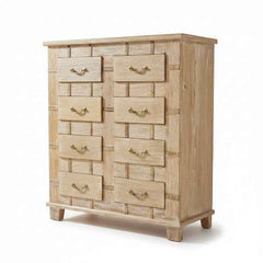 KB ART Bleached Wood 8 Drawer Chest of Drawers – Handcrafted Rajasthani Jodhpur Home Decor