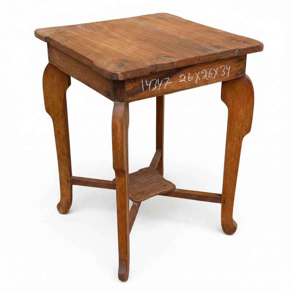 KB ART KB ART Rustic Solid Wood Cabriole Leg End Table – Handcrafted Premium Solid Wood Jodhpur Rajasthani Decor – Handcrafted Boho Jodhpur Home Decor