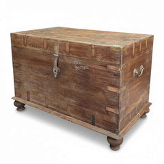 KB ART Solid Wood Blanket Box Trunk with Bun Feet – Handcrafted Rajasthani Jodhpur Home Decor