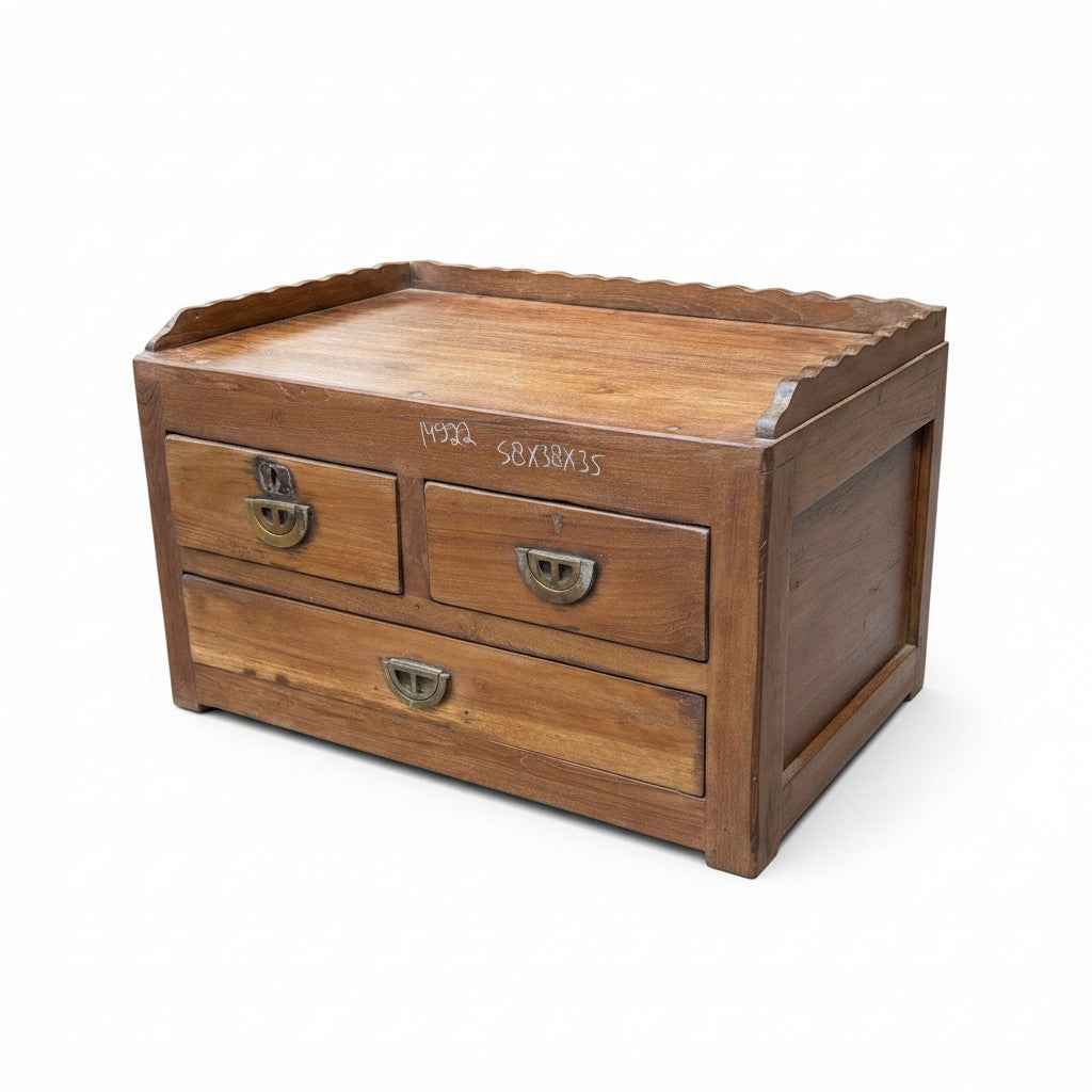 KB ART KB ART Compact Wooden Scalloped Drawer Organizer – Handcrafted Premium Solid Wood Jodhpur Rajasthani Decor – Handcrafted Boho Jodhpur Home Decor