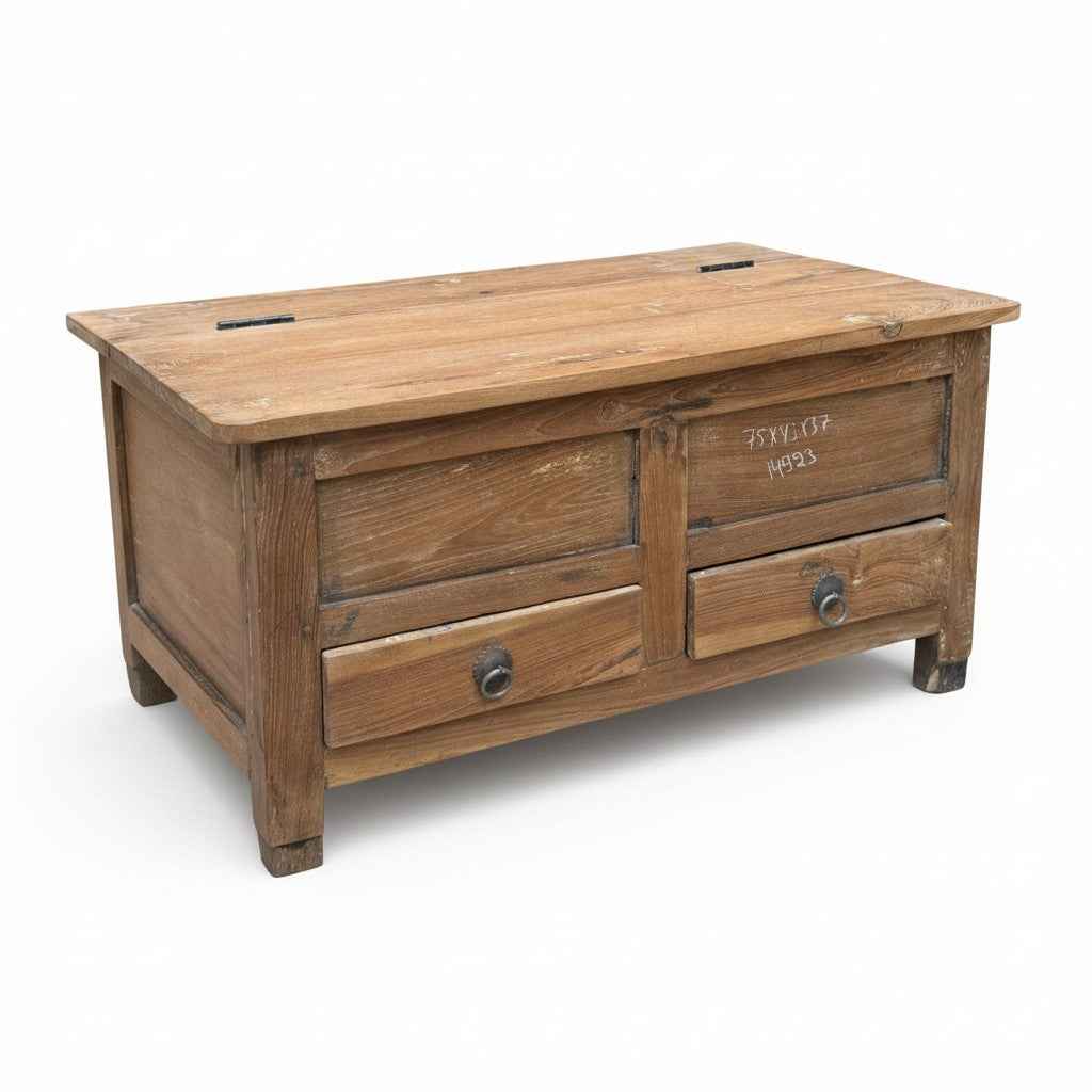 KB ART Teak Top-Loading Storage Chest with Drawers – Handcrafted Rajasthani Storage Chest for Home Decor Styling