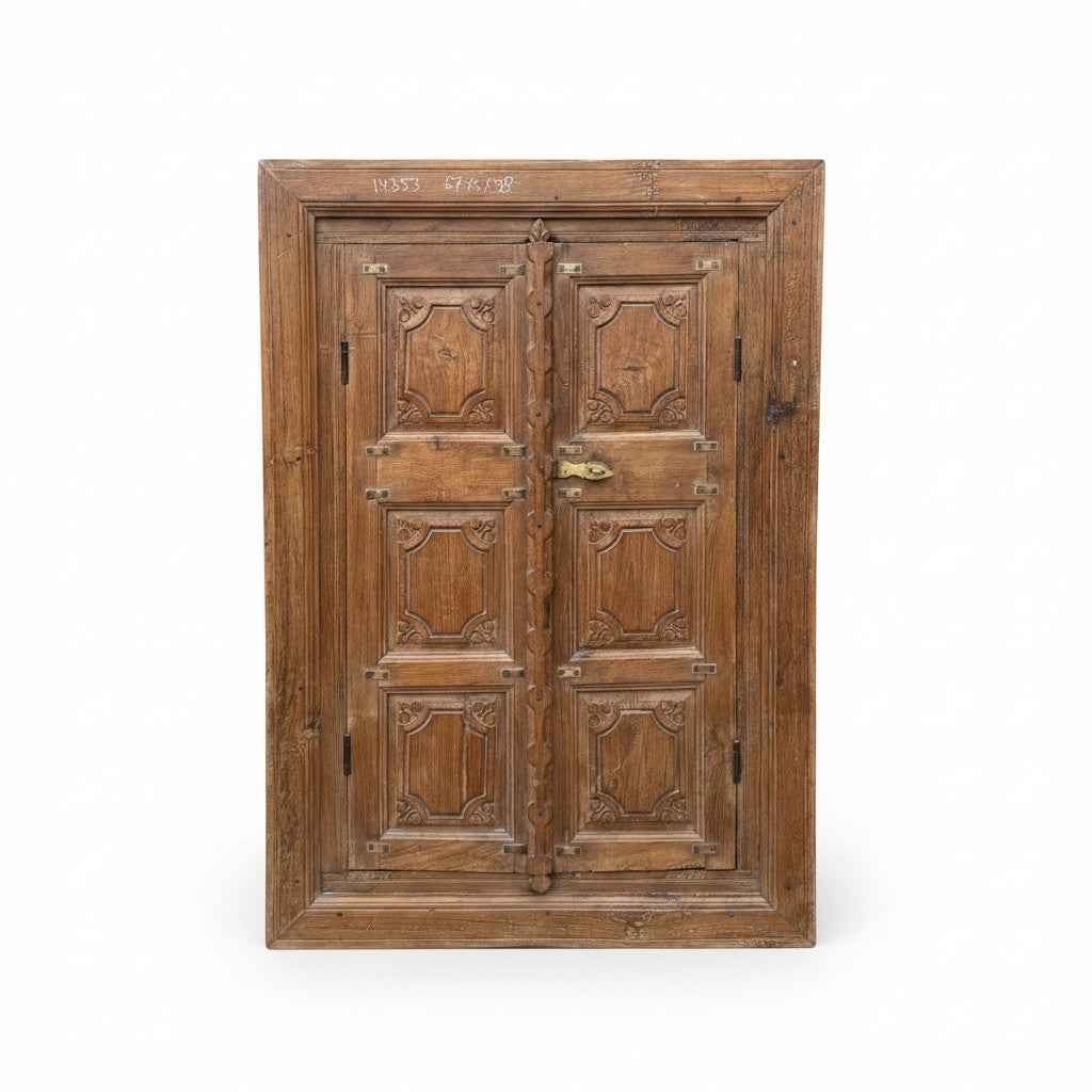 KB ART Classic Teak Carved Panel Double Door Frame – Handcrafted Rajasthani Jodhpur Home Decor