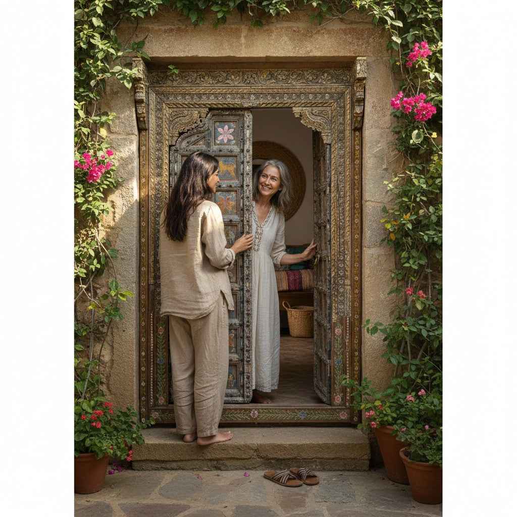 KB ART Hand-Carved Royal Teak Entrance Door Frame - Design II – Handcrafted Royal Jodhpur Home Decor