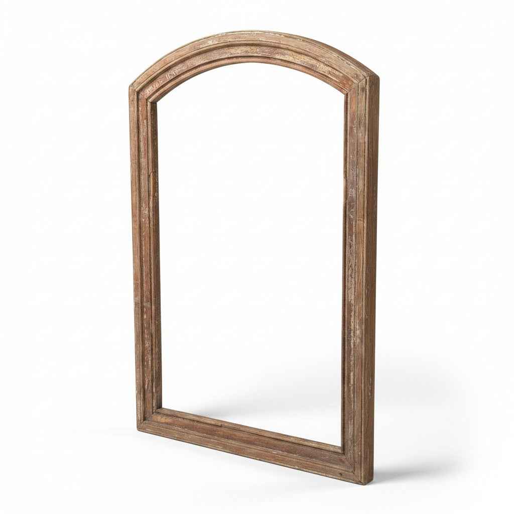 KB ART Natural Wood Arched Classic Solid Wood Wall Mirror – Handcrafted Rajasthani Jodhpur Home Decor