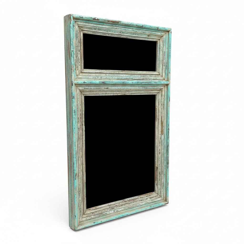 KB ART Chippy Mint Green Chippy Panel Solid Wood Wall Mirror – Handcrafted Rajasthani Jodhpur Home Decor