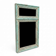 KB ART Chippy Mint Green Chippy Panel Solid Wood Wall Mirror – Handcrafted Rajasthani Jodhpur Home Decor