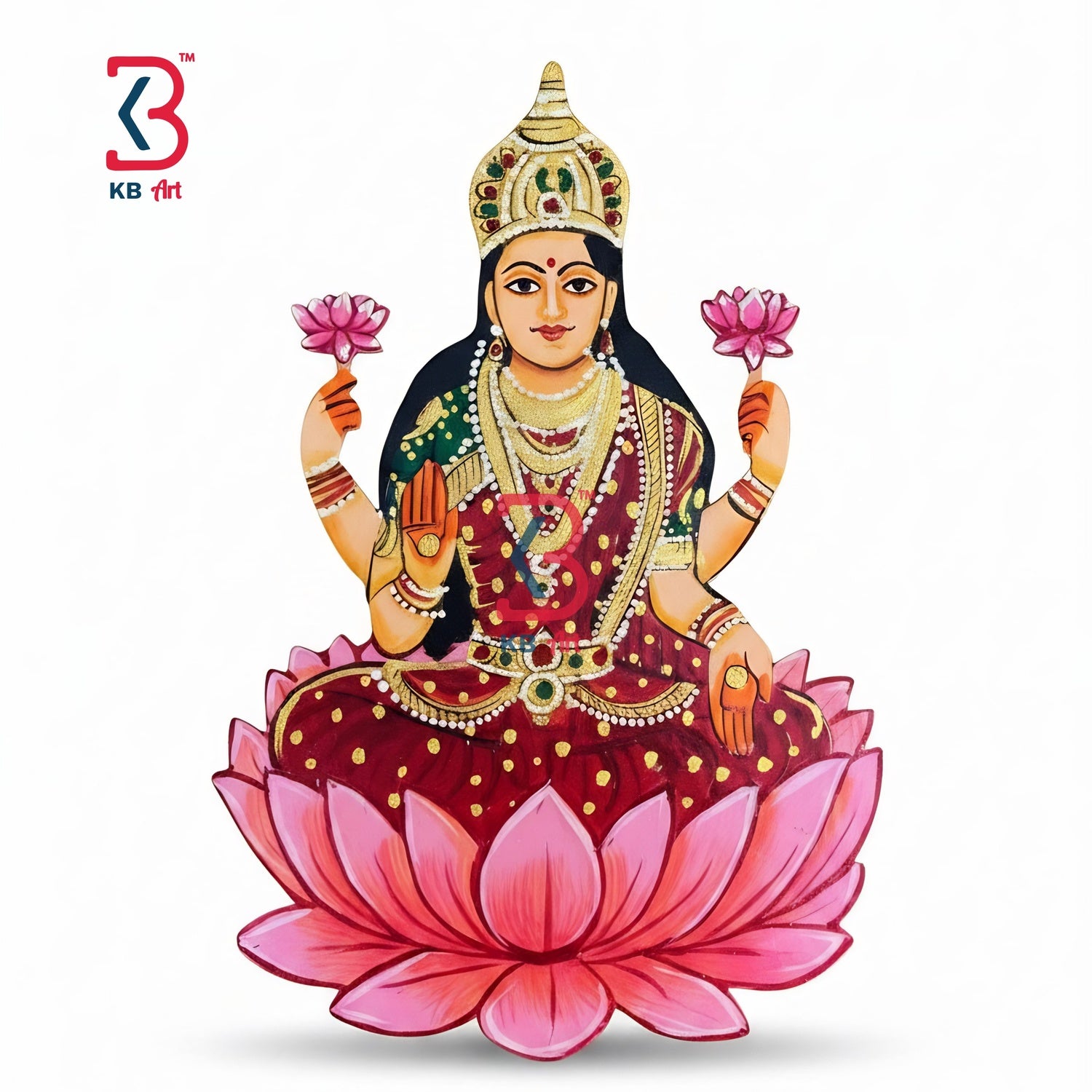 KB ART Mdf Cutouts Laxmi Ji Pichwai - Styled Display in Home Interior Setting - Handcrafted Wooden Decor Jodhpur