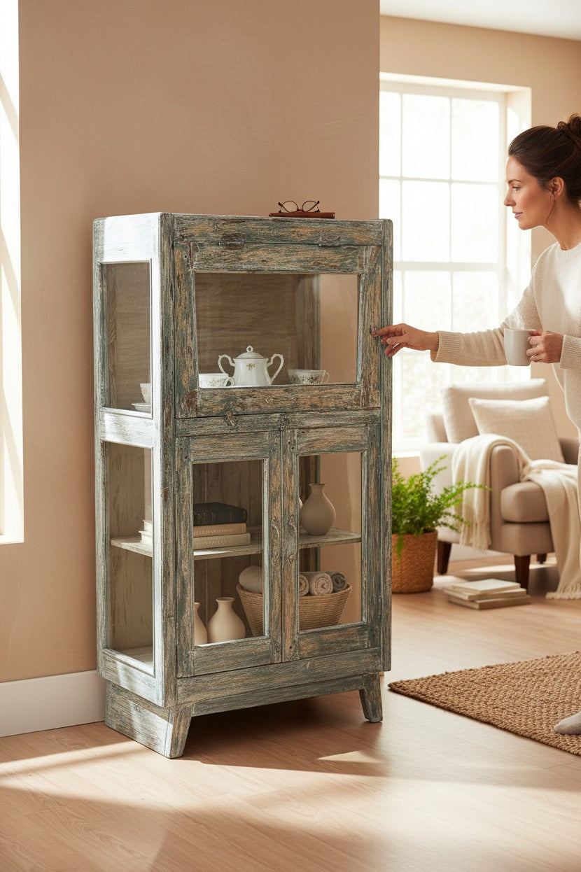 Entryway Antique Wardrobe - genuine handcrafted solid wood india antique furniture, KBART SKU KBART-1037, front view