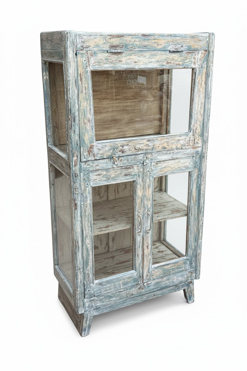 Entryway Antique Wardrobe - close-up detail of hand-carved solid wood finish and joinery, KBART SKU KBART-1037