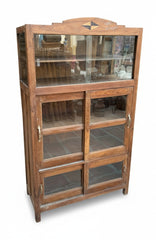 Kitchen Pantry Antique Cabinet - close-up detail of hand-carved solid wood finish and joinery, KBART SKU KBART-1058