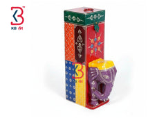 KB ART Wooden Elephant Wine Box - Front View of Handcrafted Detailing - Handcrafted Wooden Decor Jodhpur