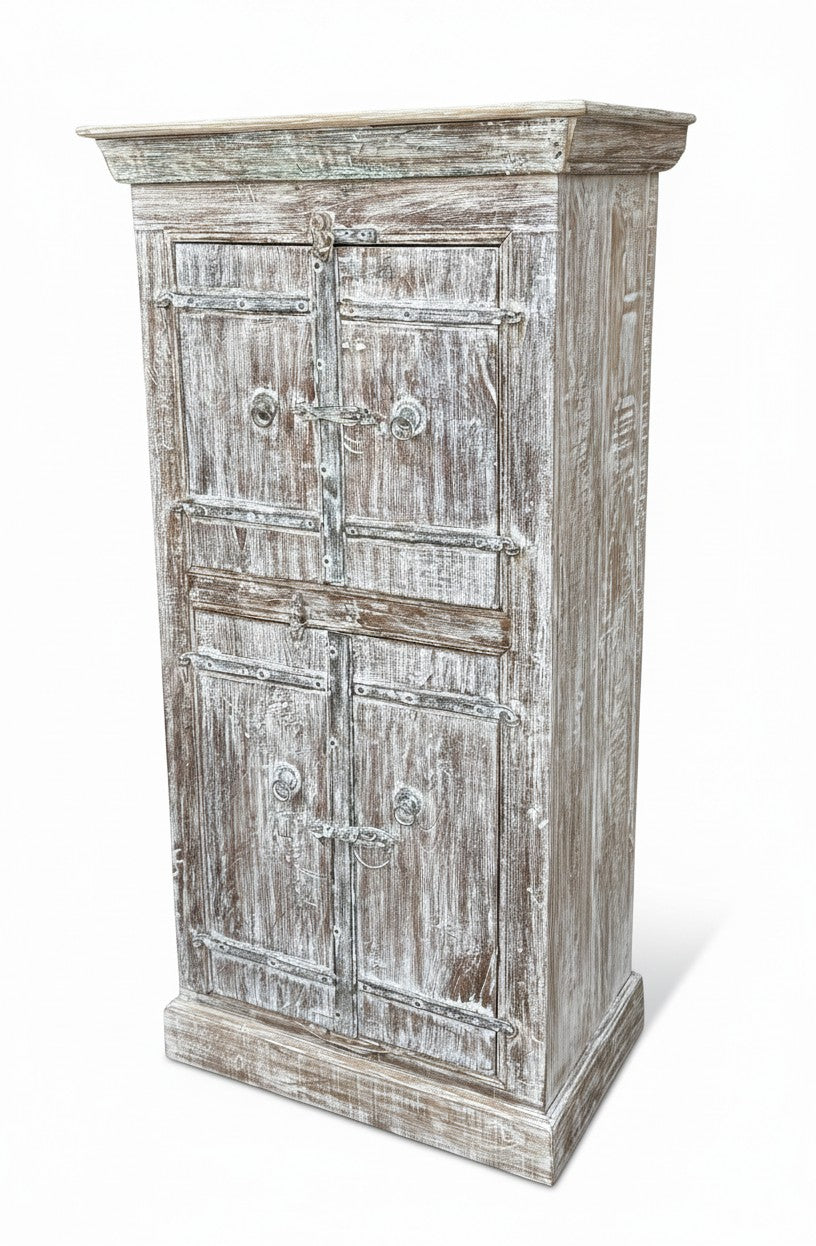 Bohemian Style Wardrobe - close-up detail of hand-carved solid wood finish and joinery, KBART SKU KBART-1019