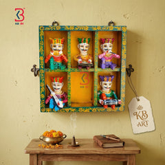 KB ART Rajasthani Musicians Wall Decor - Close-Up of Hand-Carved Artisan Texture - Handcrafted Wooden Decor Jodhpur