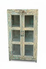 Double Door Antique Almirah - close-up detail of hand-carved solid wood finish and joinery, KBART SKU KBART-1034