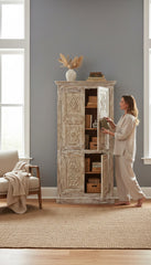 Scraped Finish Wardrobe - genuine handcrafted solid wood india antique furniture, KBART SKU KBART-1078, front view